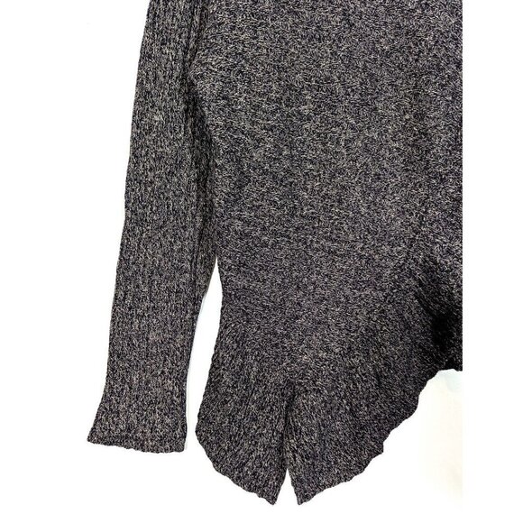 Anthropologie Knitted & Knotted Merino Wool Asymmetric Wrap Sweater Gray Large - Picture 4 of 10